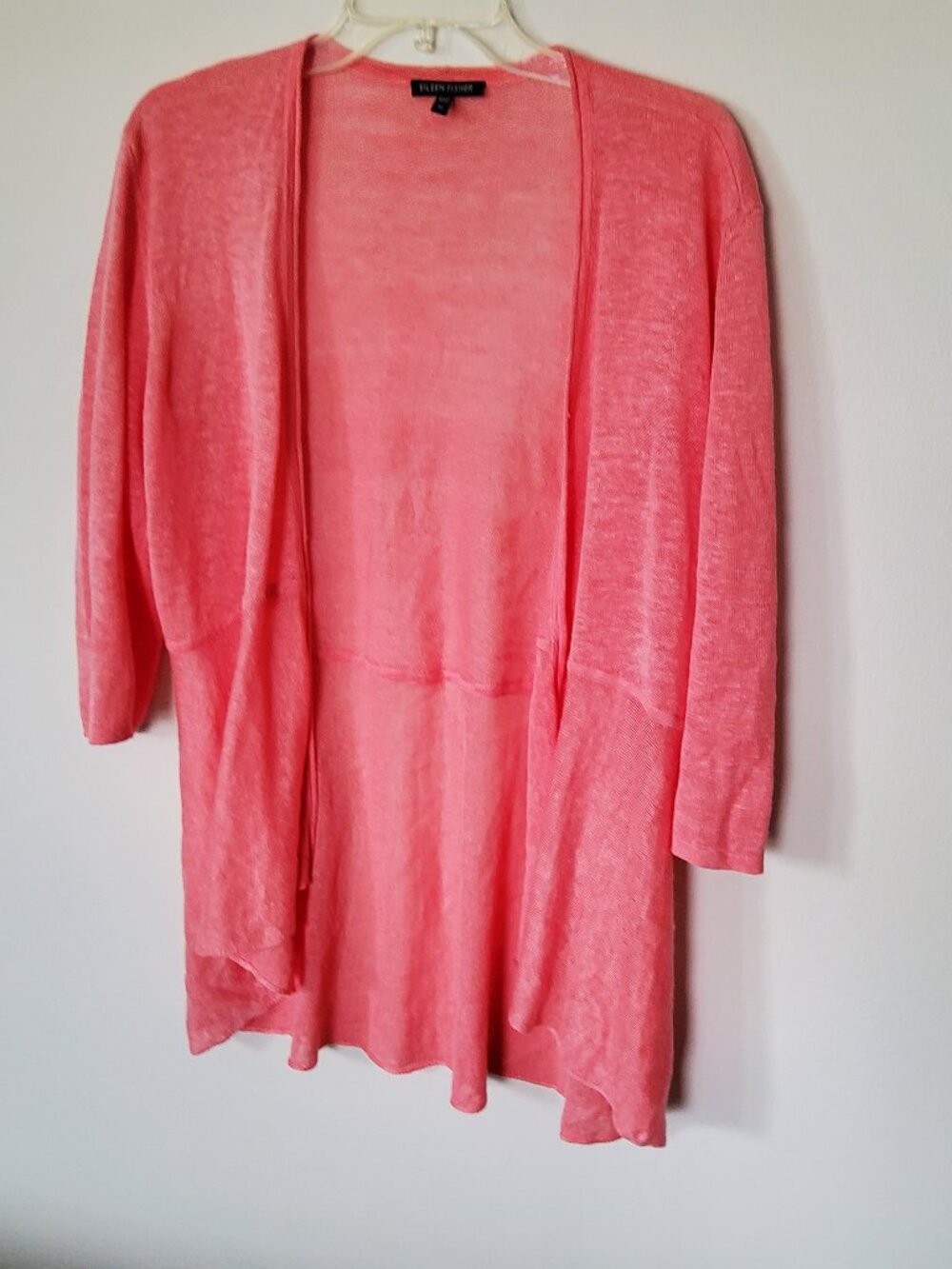 Eileen Fisher Coral Sheer open front Cardigan size M